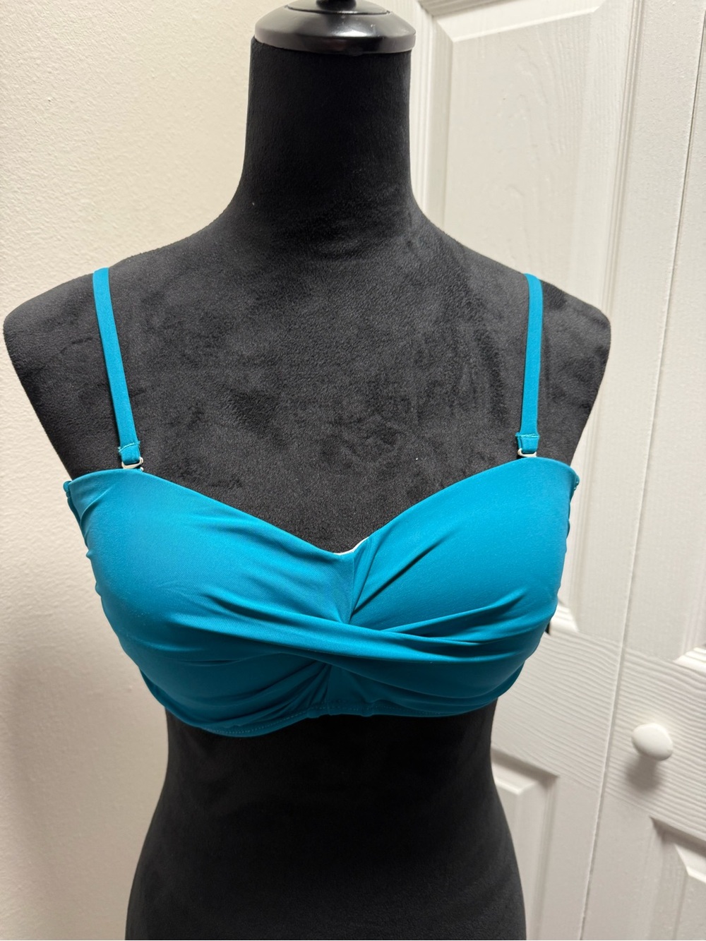 Twist Front Teal Crop Bralette with Adjustable Straps